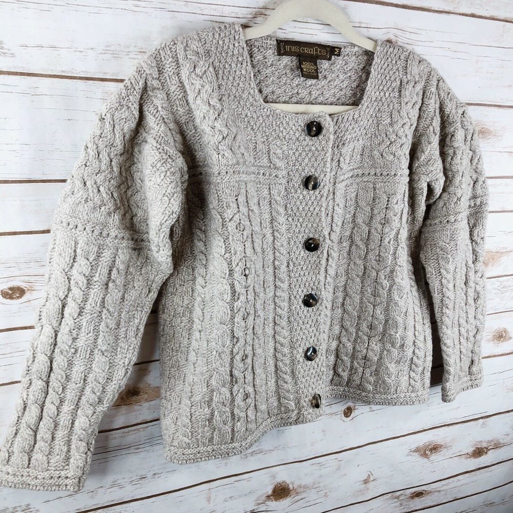 Inis Crafts Ireland Sweater Size M Merino Wool - Picture 2 of 8